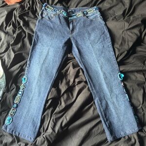 Embellished Low rise Blue Jeans